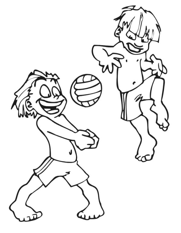 Little Boys Play Volleyball
