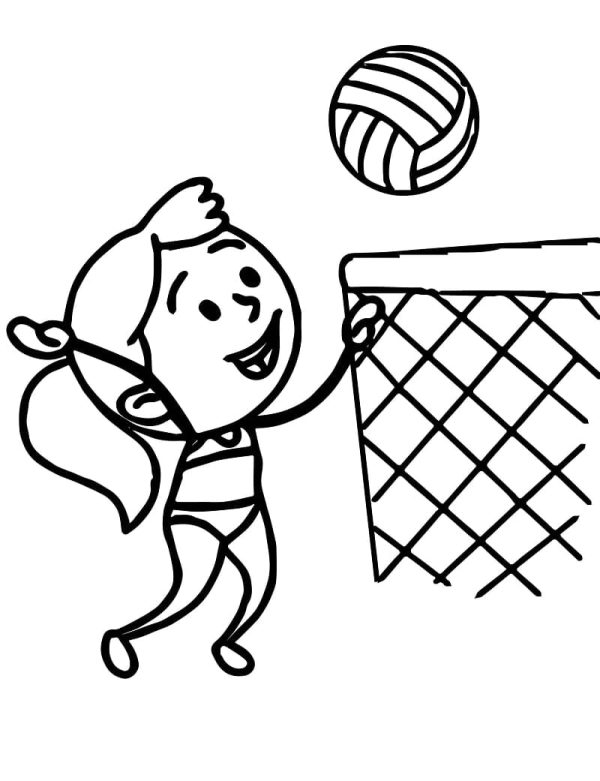 Little Girl is Playing Volleyball