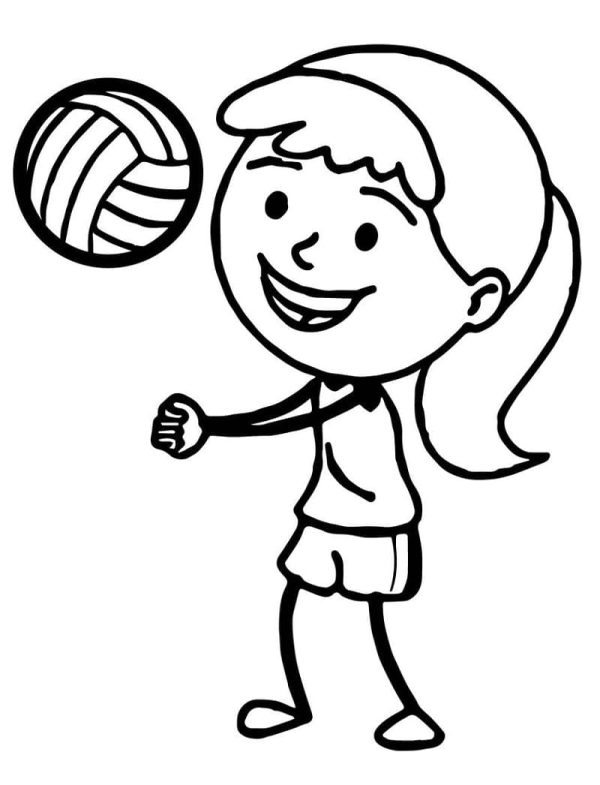 Little Girl Plays Volleyball
