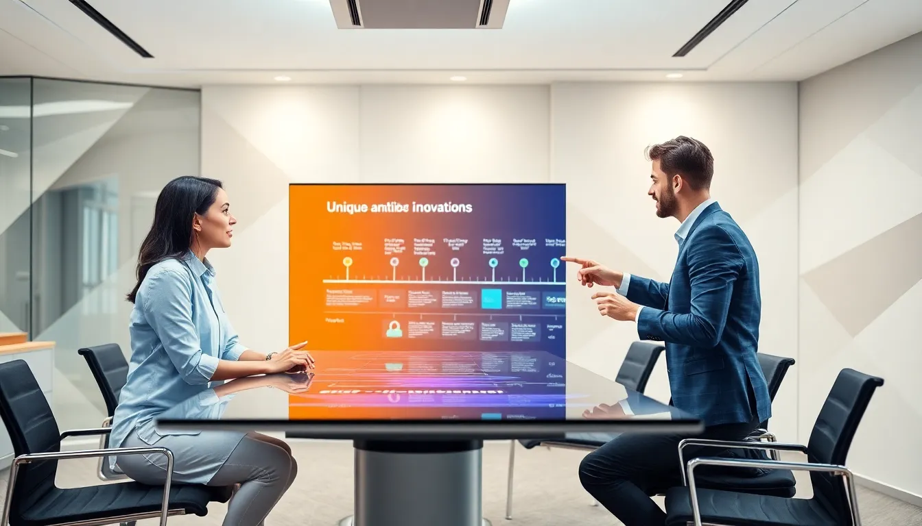 professionals discussing technological identifiers in a modern office.